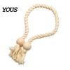 Easy Use Curtain Clips 1Pc Boho Magnetic Tieback, Twisted Rope Wooden Bead Decorative Fasteners Holders, Drapery Holdbacks for Bedroom