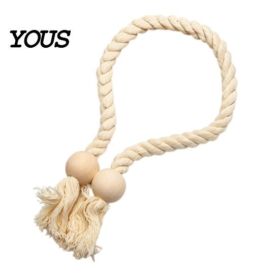 Easy Use Curtain Clips 1Pc Boho Magnetic Tieback, Twisted Rope Wooden Bead Decorative Fasteners Holders, Drapery Holdbacks for Bedroom