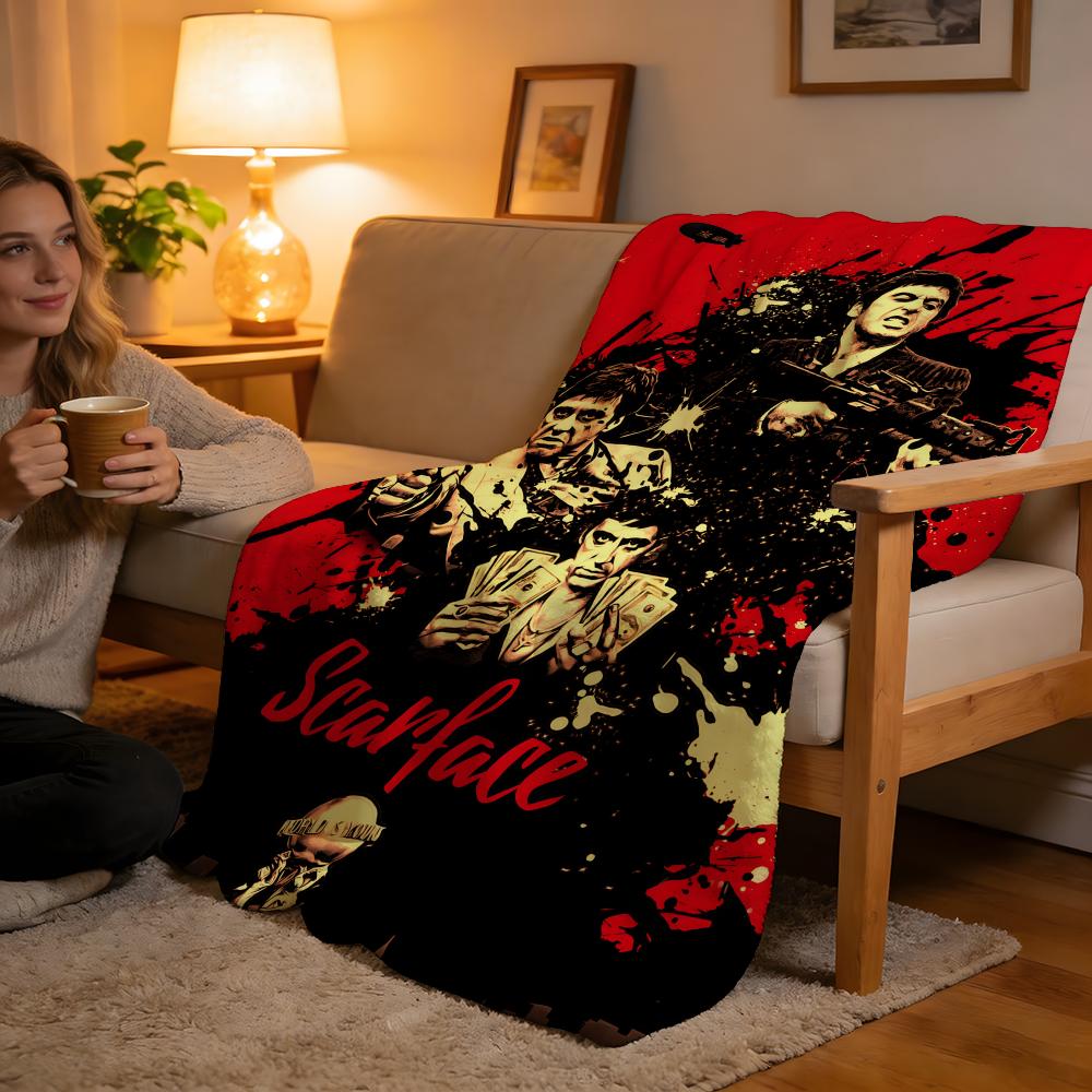 

Throw High-Density Short Plush Blanket For Sofa Nap Air-Conditioned Room Soft Skin-Friendly Classic Movie Scarface 75x90cm