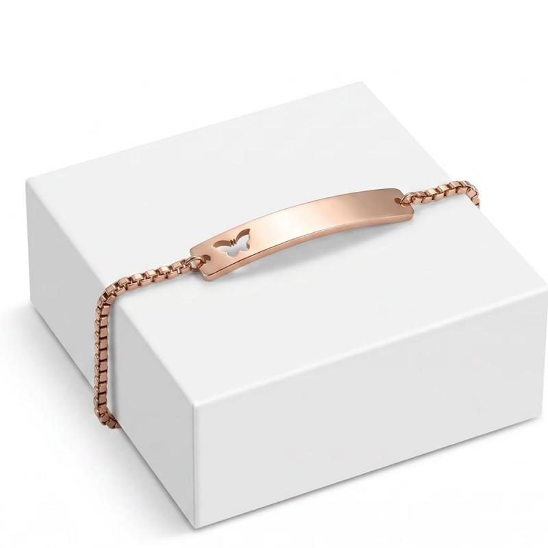 39mm Smooth Stainless Steel Hollow Butterfly Charm Adjustable Bracelet Women Geometric Fashion Jewelry