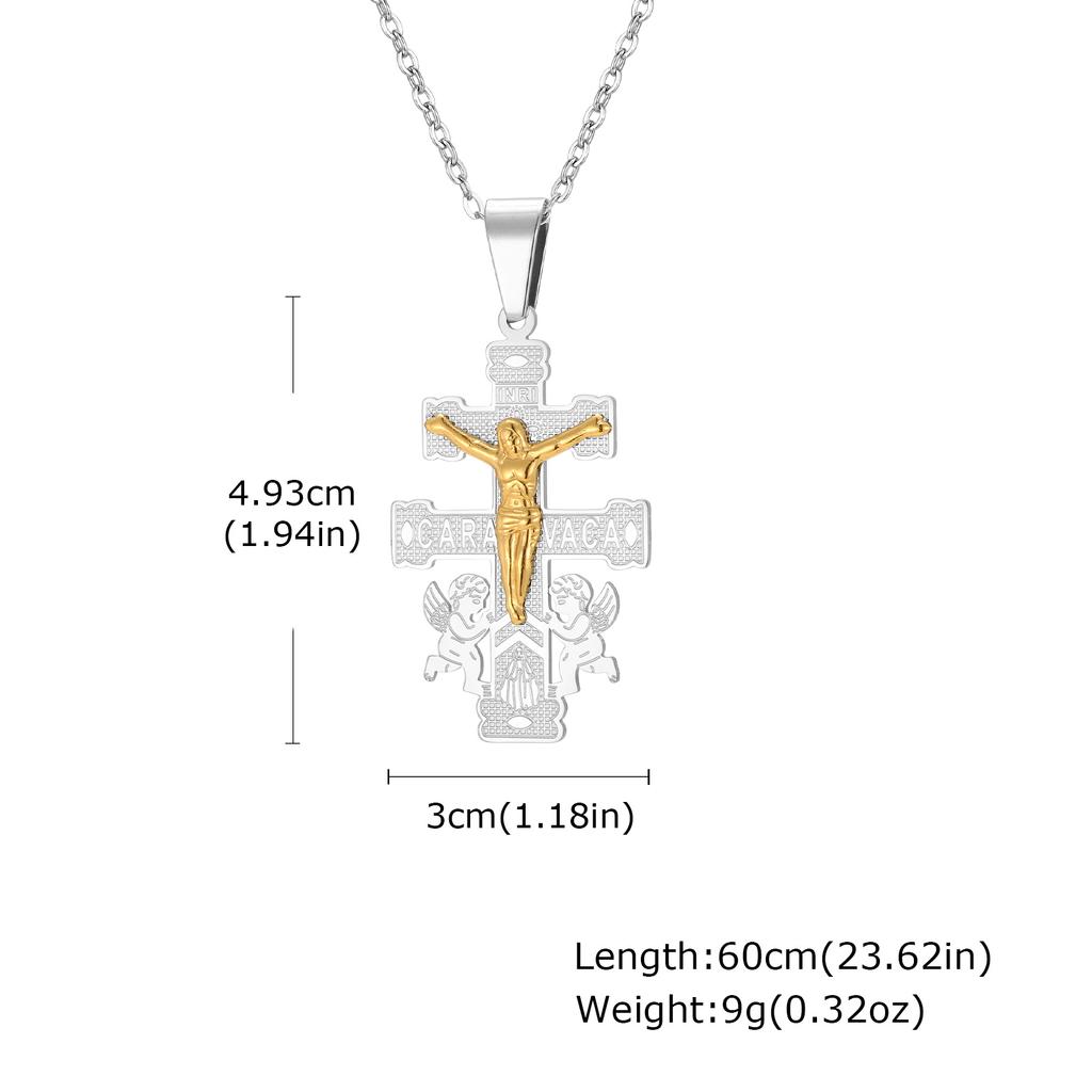 Der Orthodoxe Kirchenkreuz Halskette für Männer, Edelstahl Kreuz Jesu Halsbänder, Russischer Religiöser Glaube Schmuck Geschenk
