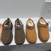 Leather thick-soled snow boots for women, winter velvet to keep warm, one pedal, fluffy bag head, outer wear, velvet thickened half slippers for women