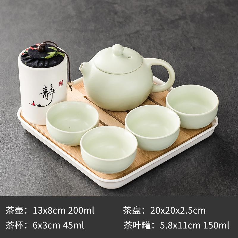 Purple Clay Ceramic Kung Fu Tea Set Home Teapot Set with Portable Tea Tray and Tea Caddy