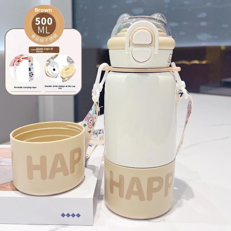 

Thermal Insulation Pot Water Cup Double Learning Cup Lid Thermos Cup for Students Children s Convenient Cloth Default item