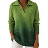 Damen Pullover Revers Langarm Schimmernde Pailletten-Details Farbverlauf Design Locker Geschnitten Strickoberteile Locker Geschnitten Winterstrickware