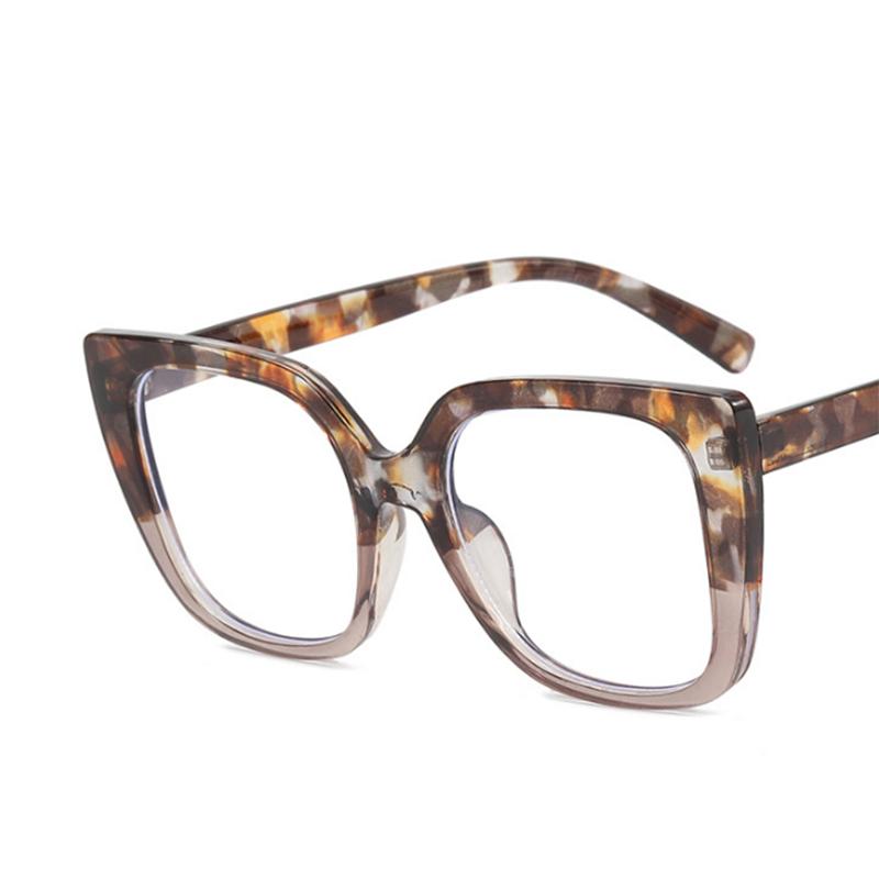 Oversize Square Frame Clear Lens Glasses Colorful Leopard Myopia Nerd Spectacles Degree -0.5 -1.0 -2.0 -3.0 -4.0 To -6.0