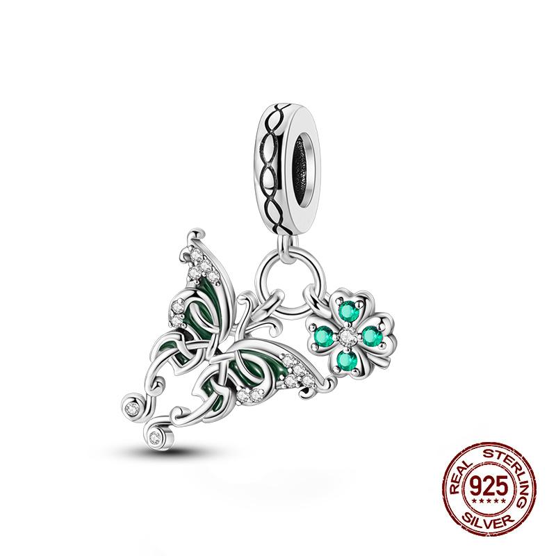 Trendy 100%Copper Flower Charms Fit Original Pandach Braceletcopper Butterfly Dragonfly Pendant Fine Jewelry Gift