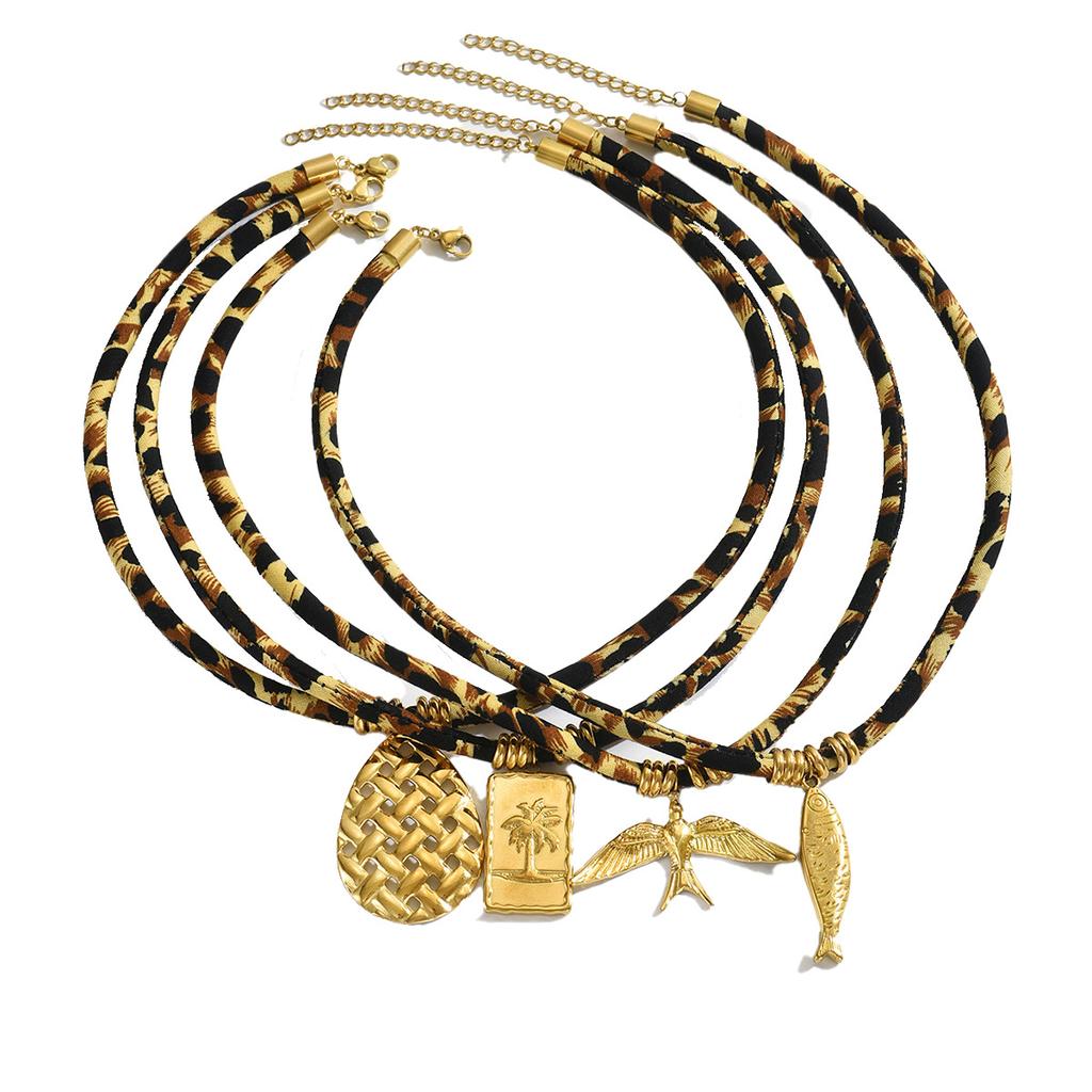 Wind Damenschmuck Nische Geometrisches Anhängerdesign Leopard Seilkette Vielseitige Premium-Sense Halskette Frauen