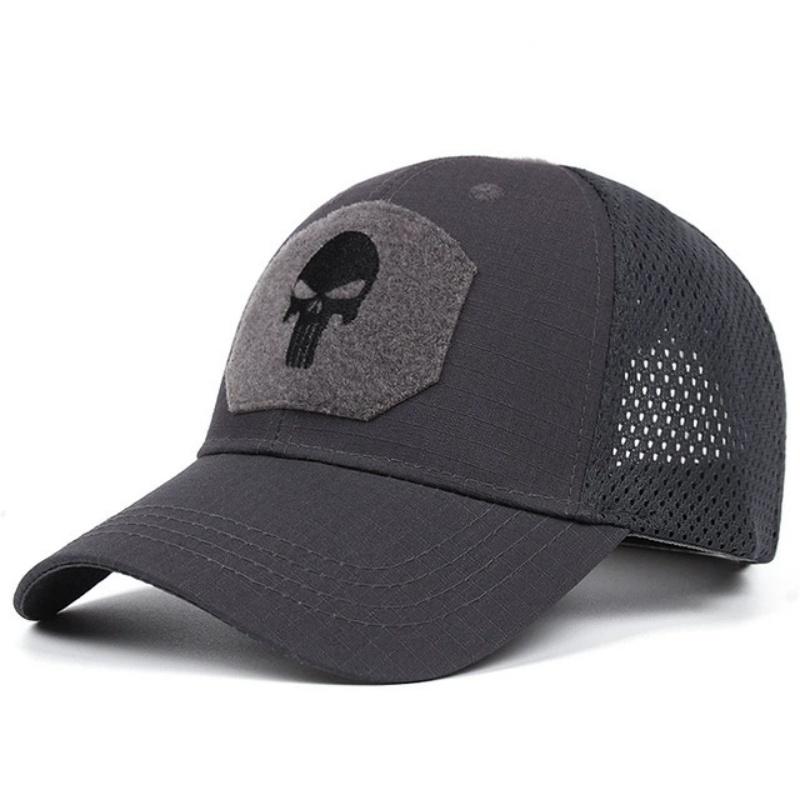 New Summer Camouflage Skull Baseball Mesh Cap Adjustable Airsoft Outdoor Tactical Hiking Casquette Hats For Men Women