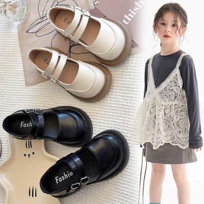 Children's Round-toed Thick-soled Leather Shoes for Summer Retro British Style Korean Cute Japanese Mary Jane Shoes