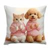 Vibrant Bohemian Style Short Plush Pillow Cover 45x45cm Charming Kitten Living Room Bedroom Decor (Pillow Insert Not Included)