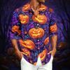 Men's Casual Long-Sleeve Shirt with Halloween Print for Spring ,Summer and Fall
