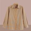 Spring/Autumn Plaid Loose Long-Sleeve Shirt for Women Aged 50-60