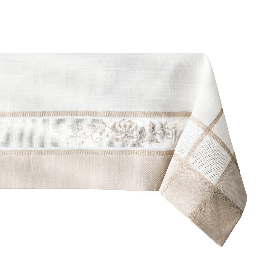 Astra Obrus Z Haftem Biały W Ornamenty 140X180 Cm
