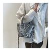 Fashion Trend Leopard Personality Texture Simple Style Crossbody Shoulder Handbag Bucket Bag Female