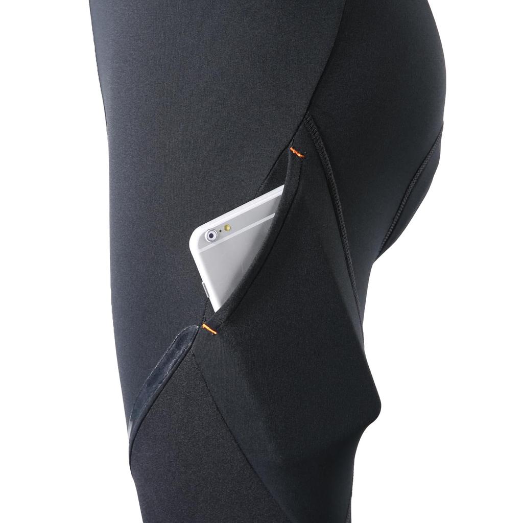 Santic Cycling Racer Cycling Tights with and Size L Women's Pants, Autumn/Winter Pants, Fleece-Lined Pad, Lightweight, Warm, Elastic, Black,