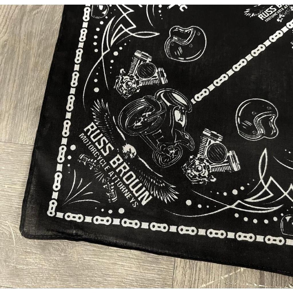 Used Vintage Ras Brown Bandana Tattoo Studio Yamada Ren Scarf Harley Motorcycle