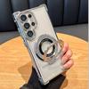 Suitable for Samsung S25Edge Mobile Phone Case Electroplated Magnetic Bracket S23Ultra Four Corner Airbag S24 Transparent New Model
