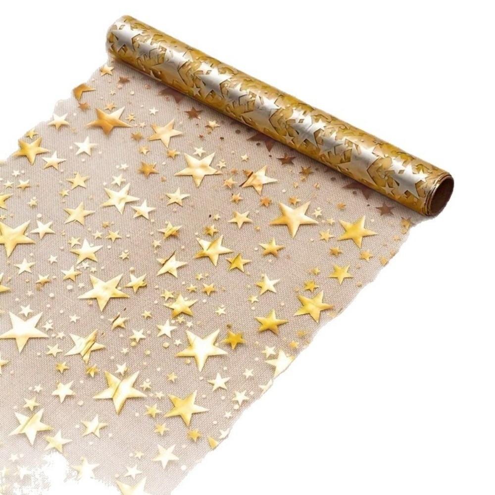 Creative Sheer Mesh Bling Star Table Runner Star Pattern Romantic Mesh Table Runner Polyester Washable Table Cloths Home Party