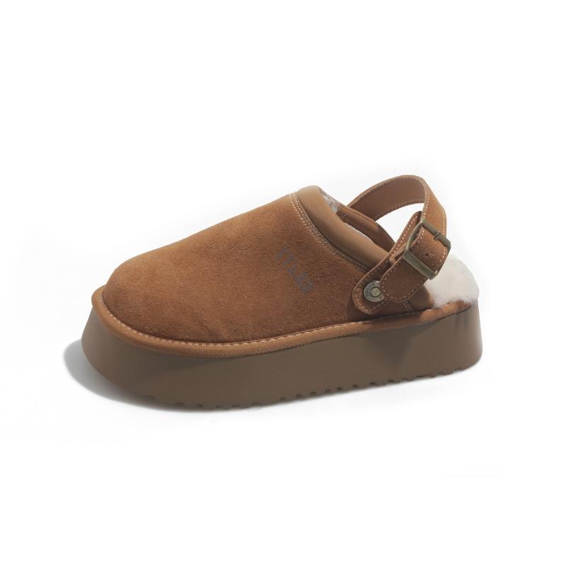 

Thick-soled fluffy shoes slippers women s new autumn and winter wear fleece warm snow boots bag head half slippers 40