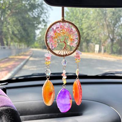 Crystal Tree of Life Wind Chimes Purple Car Hanging Sun Catchers Living Room Ornaments Door Pendants For Girls Festival Gifts