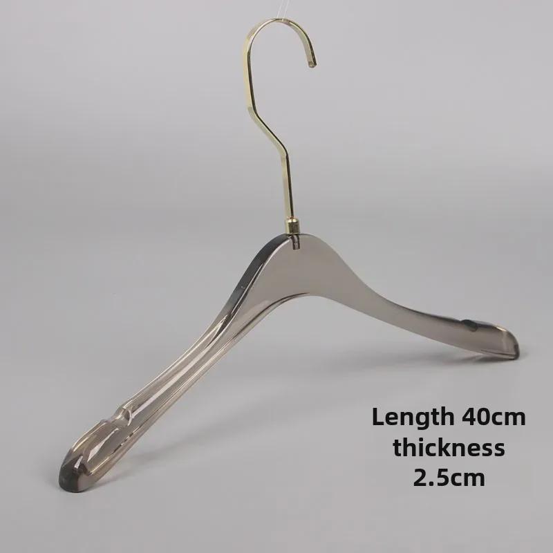 High-end Smoky Gray Transparent Non-Slip Hanger with Gold Flat Hook and Trouser Clip for Women's and Men's Clothing