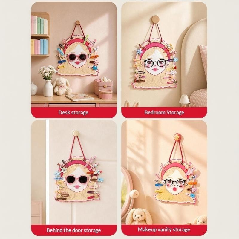 Wall Hanging Felt Glasses Hair Clip Holder Cartoon Space Saving Kawaii Sunglass Shelf For Bathroom