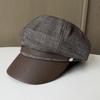 Octagonal hat women's autumn retro splicing British style cowboy newsboy hat temperament shows the face small fashion versatile cap