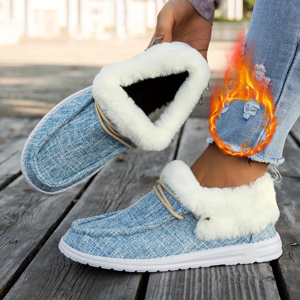 Women's Cotton Boots 2025 Fall/Winter Women's Warm Indoor/Outdoor Casual Slip-On Fleece-Lined Thickened Cotton Boots Size 45