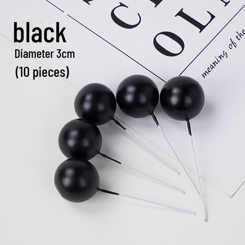 Sada zlatých kuličkových dekorací na dort - 10 kusů: Pěnová koule Narozeninová pekařská zapichovátka a doplňky na dezertní stůl