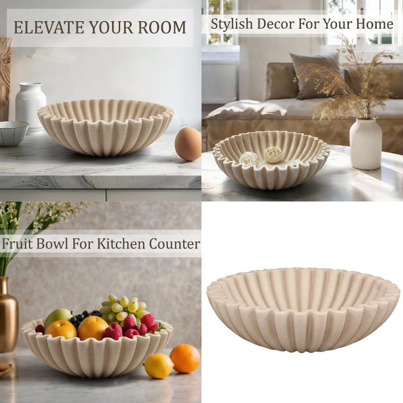 Large Decorative Bowl,Modern Handicraft Bowls Decorative Fruit Bowl for Kitchen Counter,Stylish Key Bowl for Entry Table