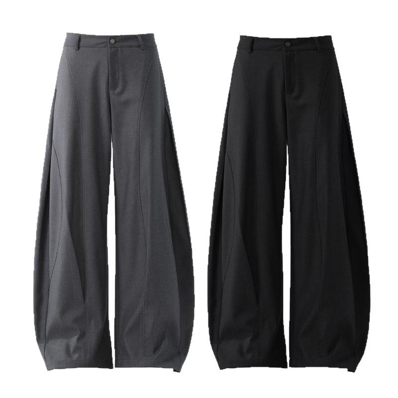 Trendy men's American deconstruction design feeling scimitar pants drape feeling wide-leg casual pants couple style versatile pants tide