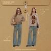unifree High-Waist Contrast Washed Straight Leg Jeans