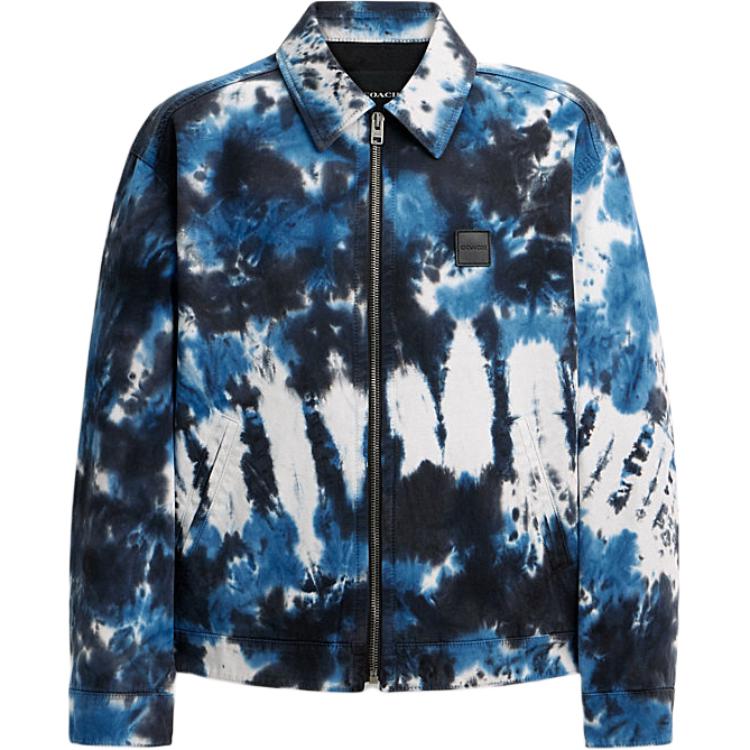

Coach FW24 Logo Tie-Dye Polo Collar Long Sleeve Jacket Men Jacket Navy-Blue CT051-NAV M