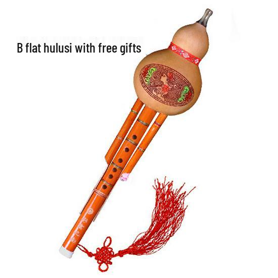 Phoenix Tail Bamboo Hulusi, Beginner Instrument, Real Gourd, B Flat & C Key, for Students & Adults.