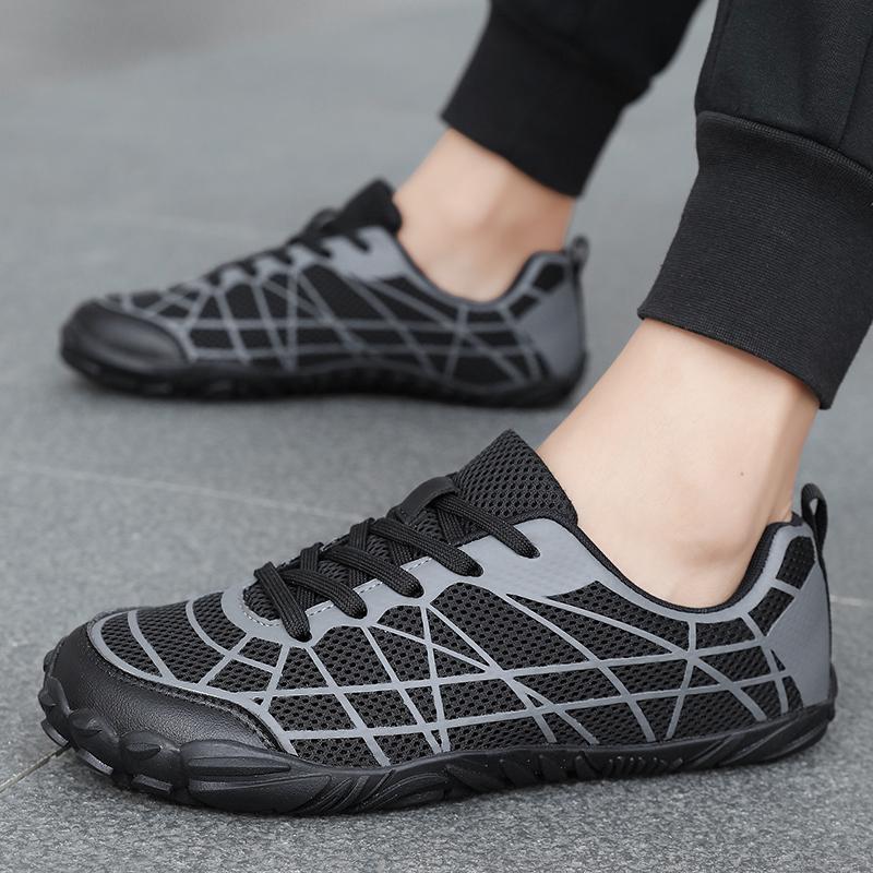 Fashion Minimalist Wide Toe Shoes Mens Lace Up Barefoot Sneaker Quality Training Shoes Men's Soft Bottom Black Casual Sports Vintage Boa