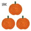 Manteles Individuales para Mesa de Café Hechos a Mano de Ganchillo Posavasos de Calabaza, Manteles Suaves de Poliéster, Posavasos Decorativos de Otoño, Accesorios de Comedor Rústicos con Temática de Otoño