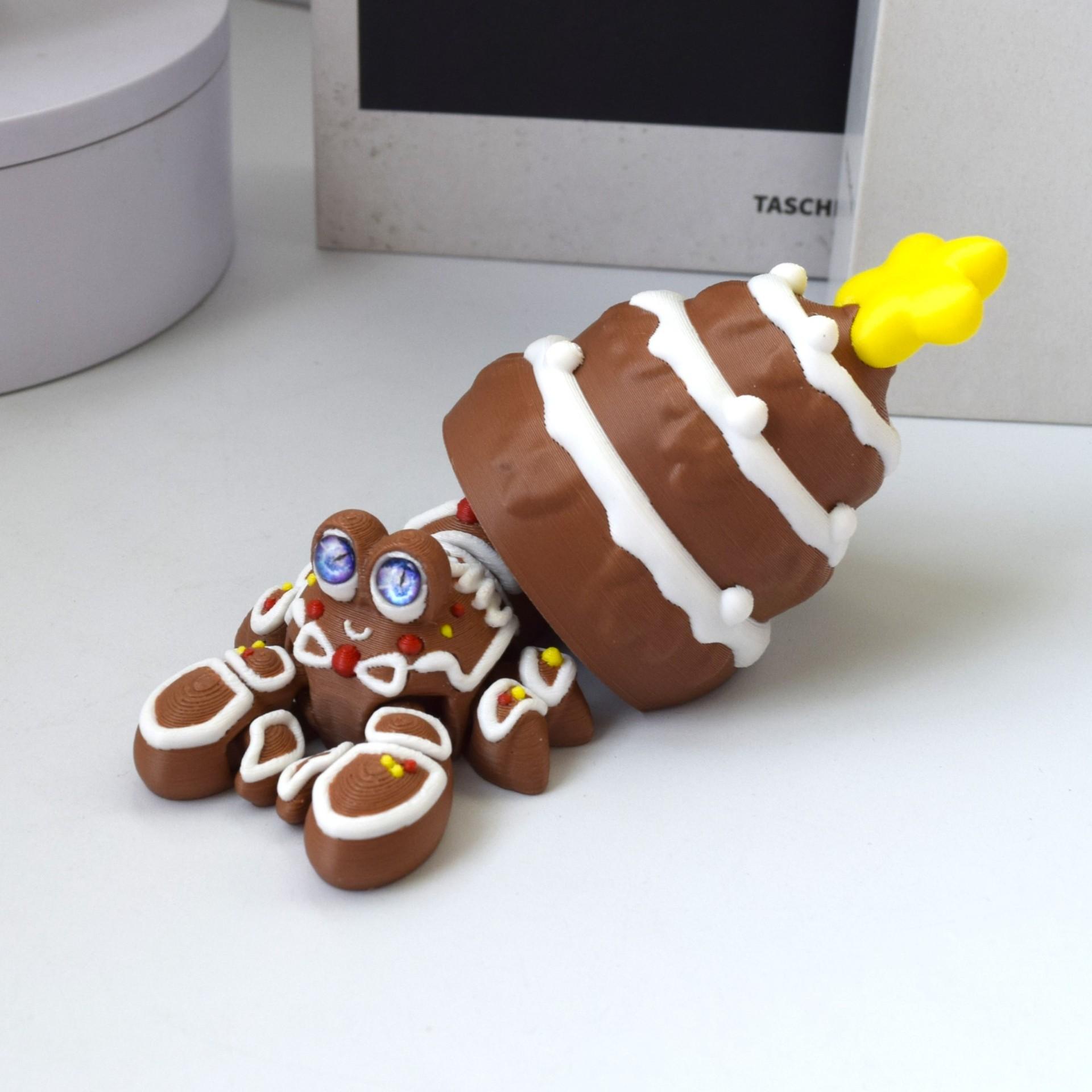 Cute Coffee Cookies Hermit Crab Toy Statue Desktop Decoration 3D Printing Play Toys Cartoon Hermit Crab Model Christmas Gifts