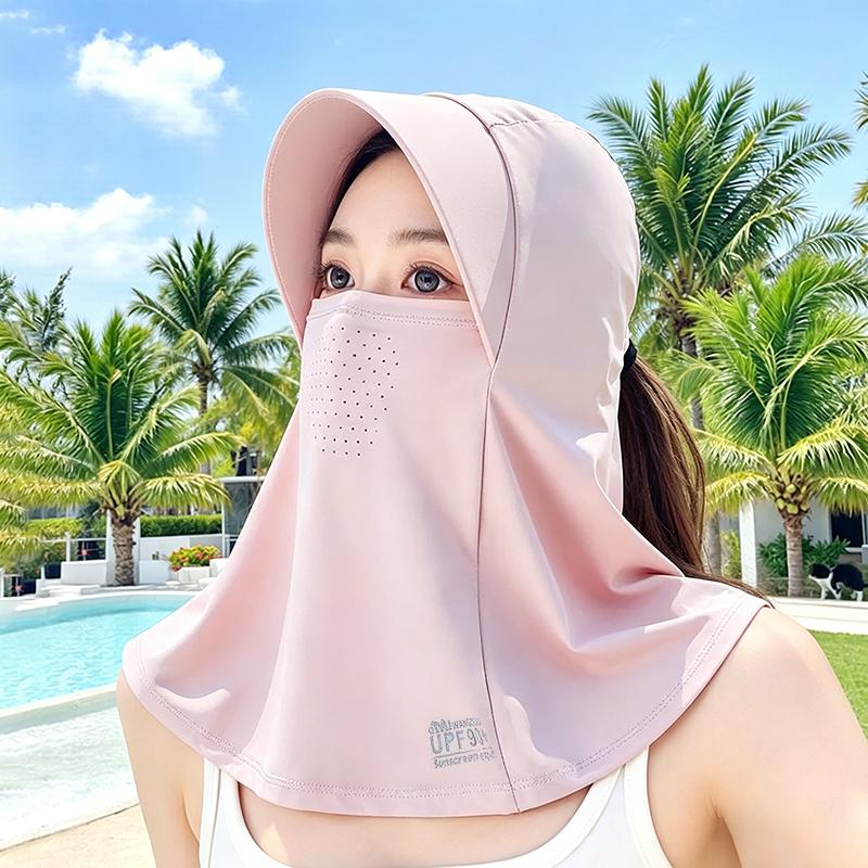 UV Resistant Cap Thin Breathable Sun Hat Women Full Neck Protection Face Cover 3 in 1 Outdoor UV Protection Visor Caps Face Mask