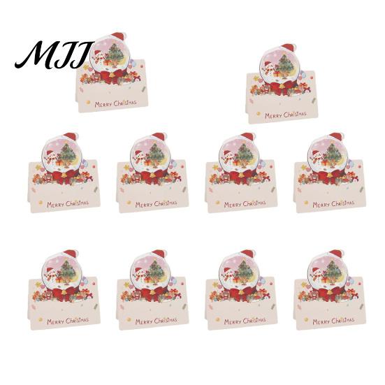 Christmas Gift Supplies 10 Pcs 3D Greeting Card, Cute Tree Santa Snowman Handwritten Holiday Notes Wreath Design Cards for Festive Messages,