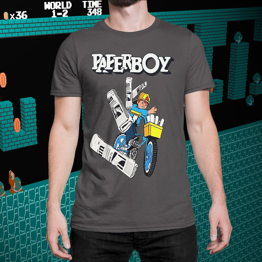Paperboy T Shirt Retro 80s Arcade Classic Video Game Graphic Print Cotton Short Sleeve Tee for