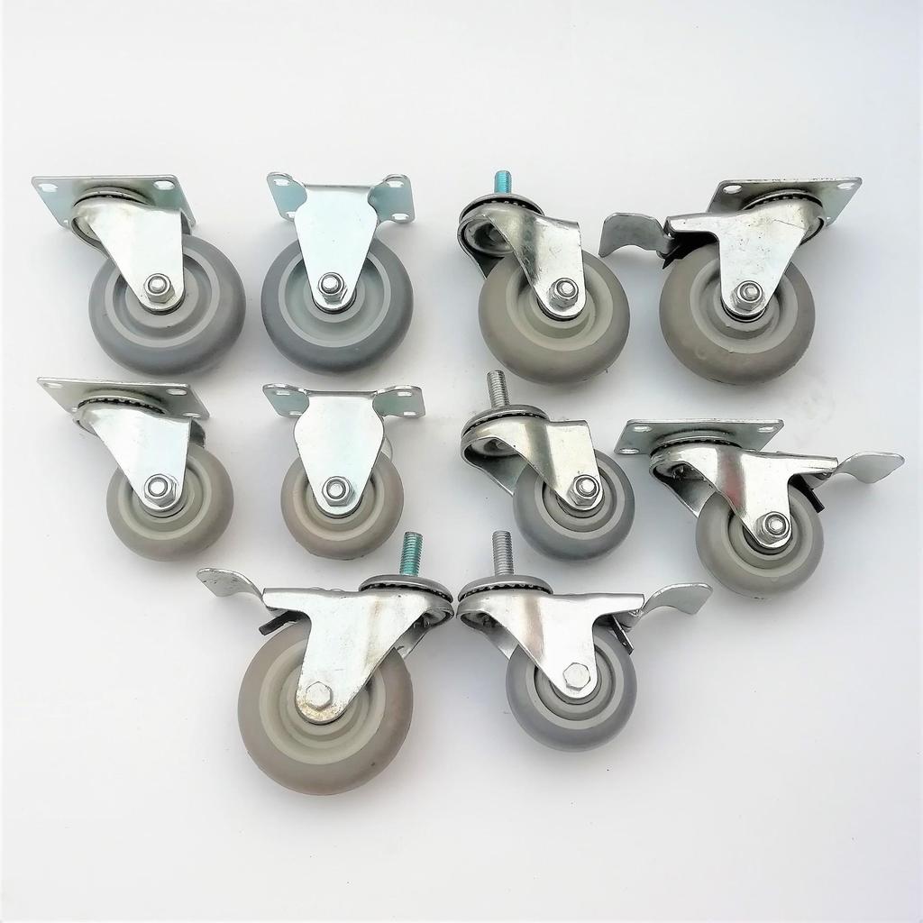 Silent Medium-Sized Gray Rubber Swivel Caster Wheel
