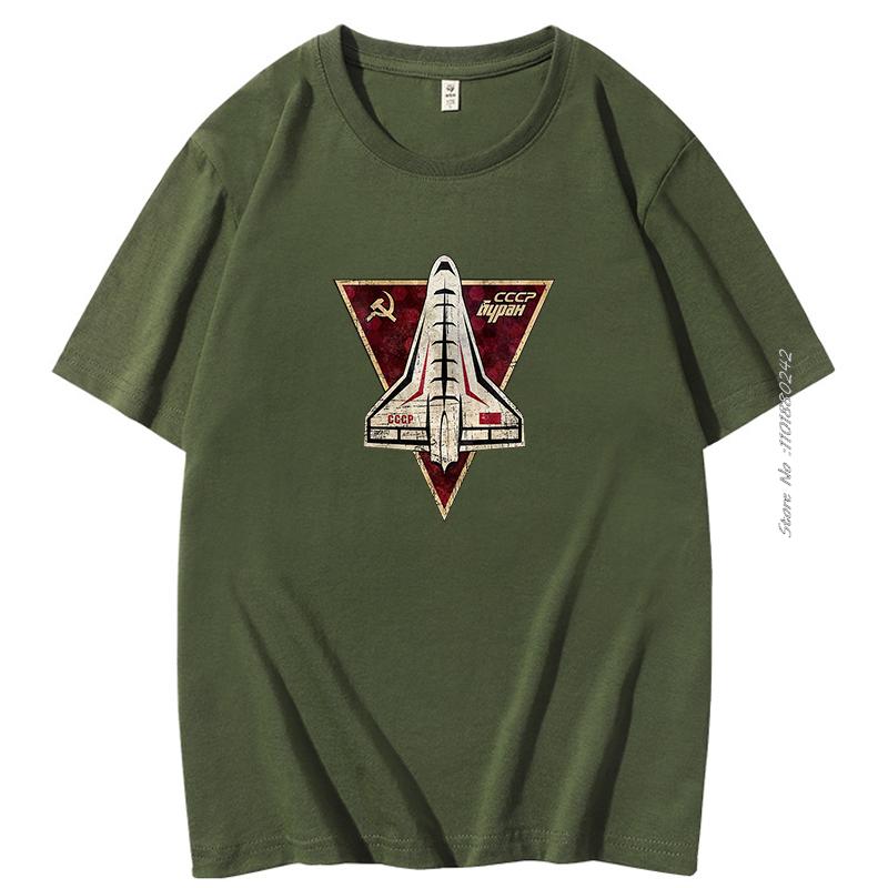 Soviet Union Ussr Spaceplane Cotton Tshirt Cccp Buran Space Shuttle Cotton Short Sleeve Tshirt Summer Harajuku Streetwear