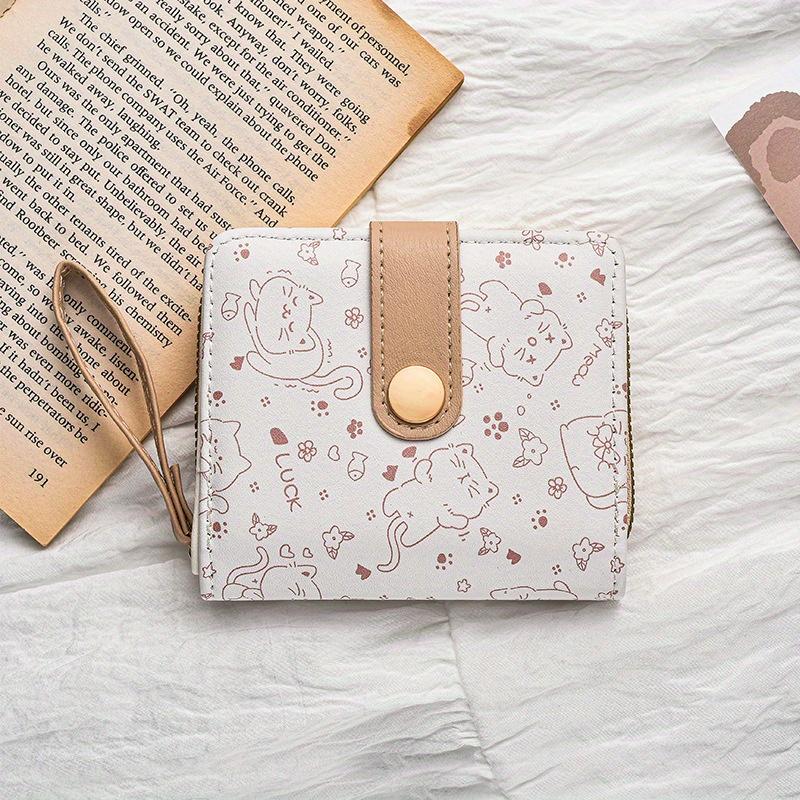 Cat Girls Wallet Short Student ID Bank Card Holder Money Bag Zipper Wallets For Women Key Storage Purse Coin Purse