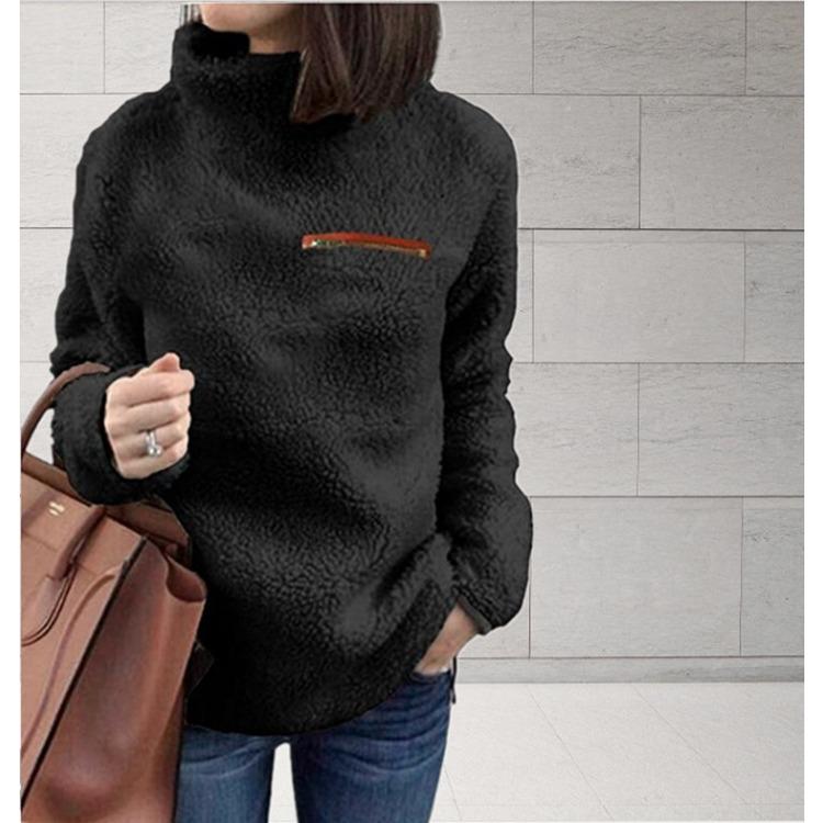 

HNXC Осенний свитер Женский Модный Свитер на молнии с высоким воротником Базовый топ XXXXXL чёрный