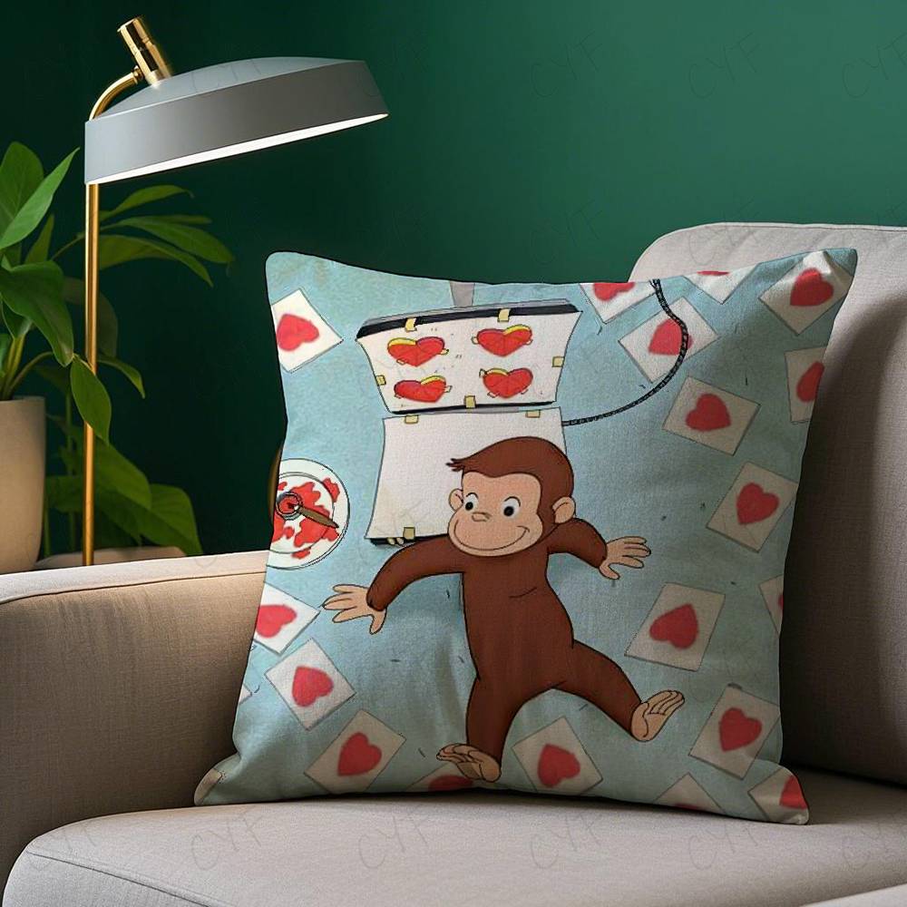George The Curious Monkey Pillow Case Safe Custom Photo Pillow, Anti-fade Brushed Fleece Cushion, Maternal & Infant Safe.