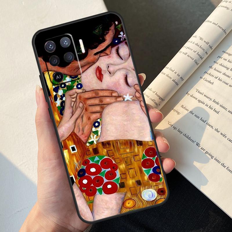 Gustav Klimt Kiss Art Case For Oppo A80 A60 A40 A78 A38 A18 A98 A58 A96 A76 A16 A94 A74 A54 A15 A17 A57 A77 A5 Pro