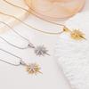 Colar Feminino Nova Moda Versátil Estrela de Oito Pontas Cobre Banhado a Ouro Zircônia Design Pingente Corrente para Clavícula de Aço Titânio