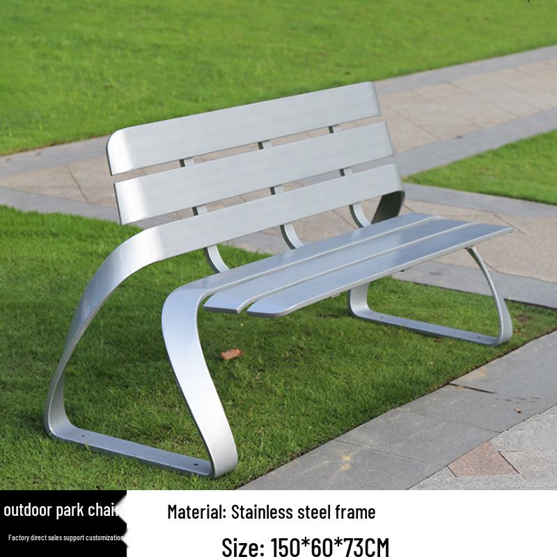 Stainless Steel & Solid Wood Outdoor Anti-Corrosion Park Bench for Garden or Courtyard Use