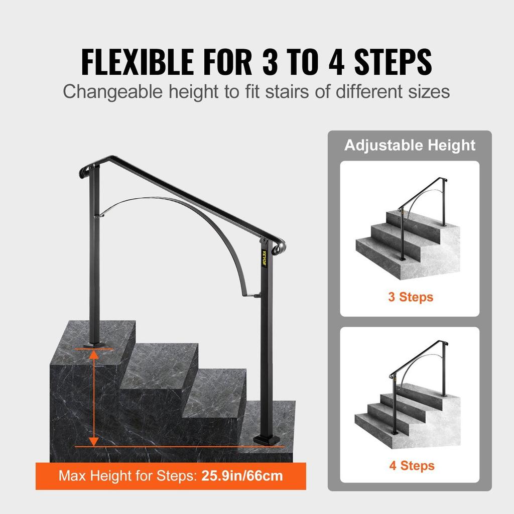 Handrail Arch #3 Fits 3 or 4 Steps Matte Black